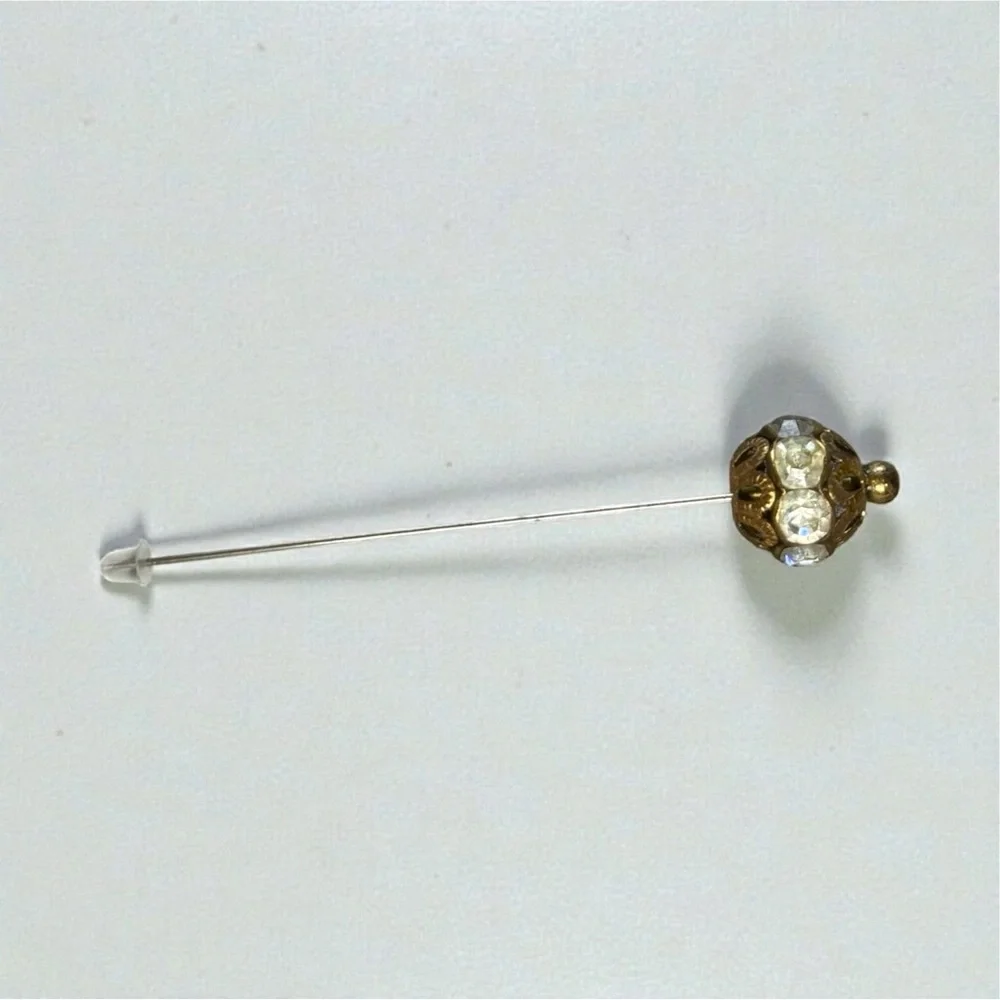 502. Vintage Glass Rhinestone Filigree Bead Hat Pin 1900-1940‎ Original